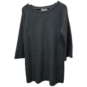 PLY Cashmere Women's Gray Tunic Sweater Dress Large Minimalist Scandi Style Chic